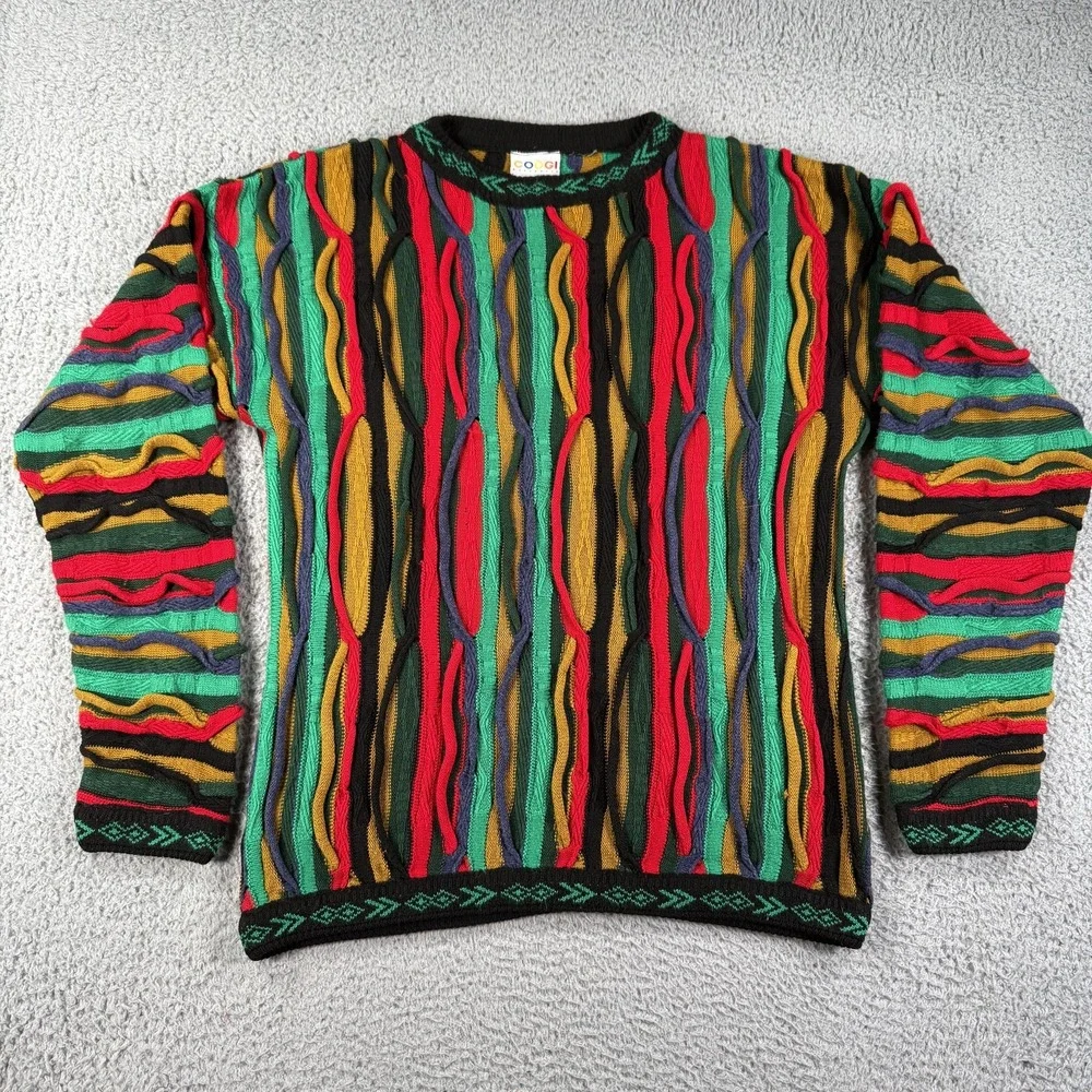 Vintage Coogi Sweater Mens Large Multicolor Australia Mercerised Hip‎ Hop 90s